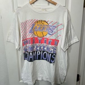 Lakers 91 Western Conference Champions Tee Single Stitch with a beautiful fade